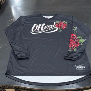 O'Neal Black Long Sleeve Top with Red Rose Design